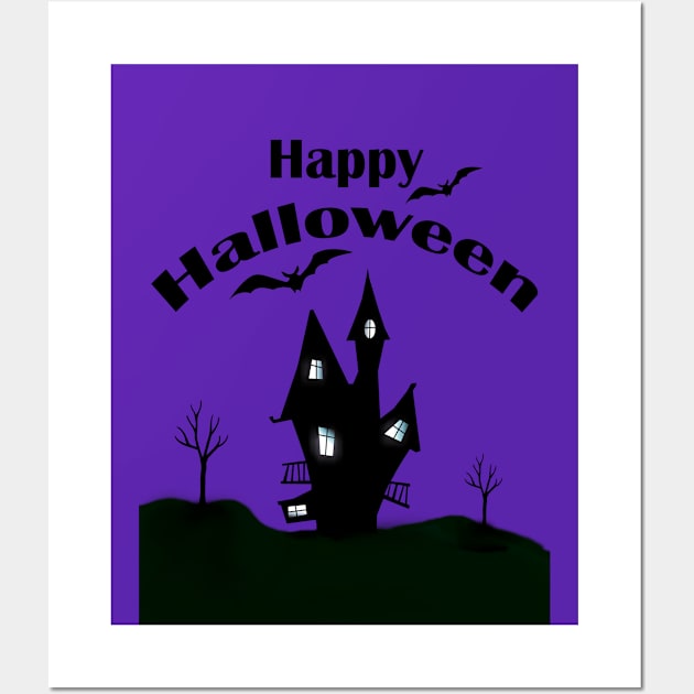 Happy Halloween House Wall Art by Night Horror